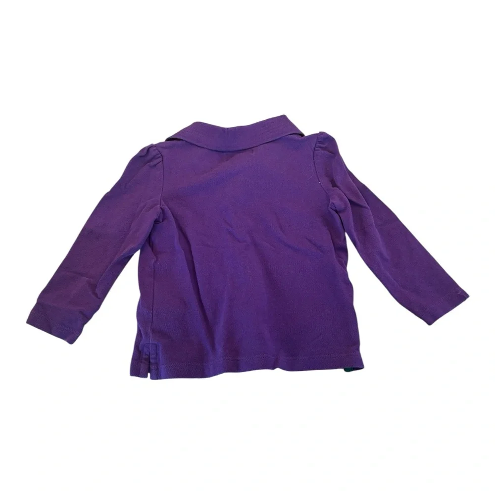 Ralph Lauren Purple Green‎ Logo Polo Long Sleeve Top Size 18 Months